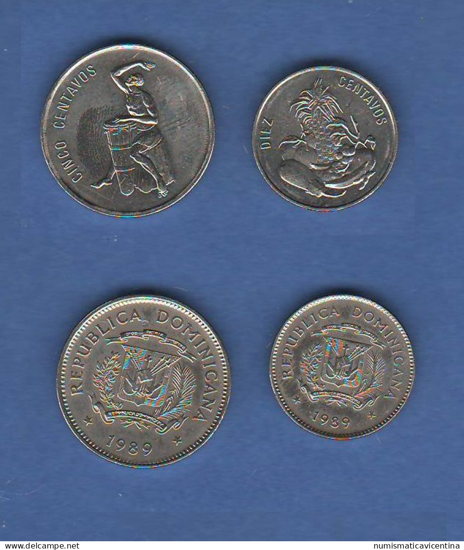 Dominicana Republica 5 + 10 Centavos 1989 South America Sudamerica Native Culture Typological Coins - Dominicana