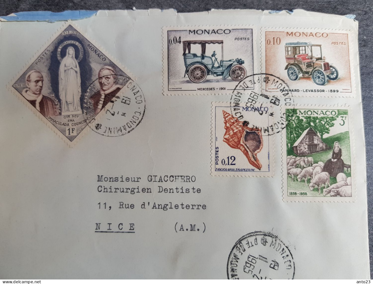 MONACO AFFRANCHISSEMENT COMPOSE SUR LETTRE POUR LA FRANCE 1965 - Storia Postale