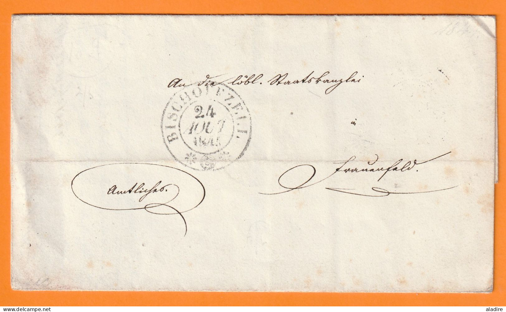1844 - Lettre Pliée De BISCHOFEZELL, Bishopfzell, Thurgovie Vers Frauenfeld - Cachet à Date D'arrivée - ...-1845 Prephilately