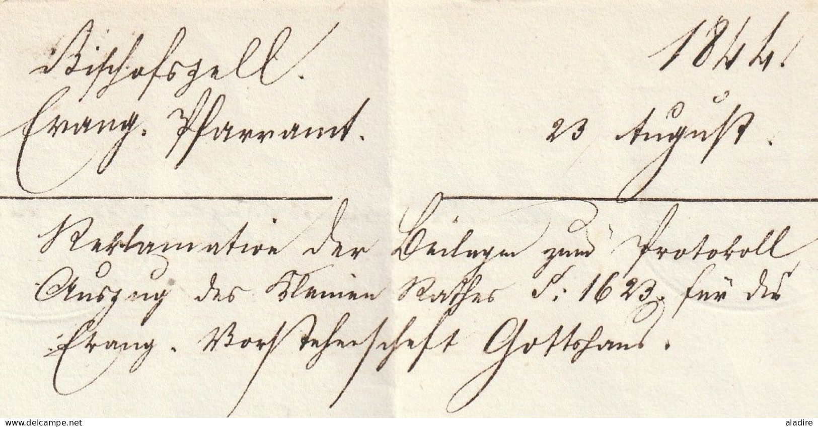 1844 - Lettre pliée de BISCHOFEZELL, Bishopfzell, Thurgovie vers Frauenfeld - cachet à date d'arrivée