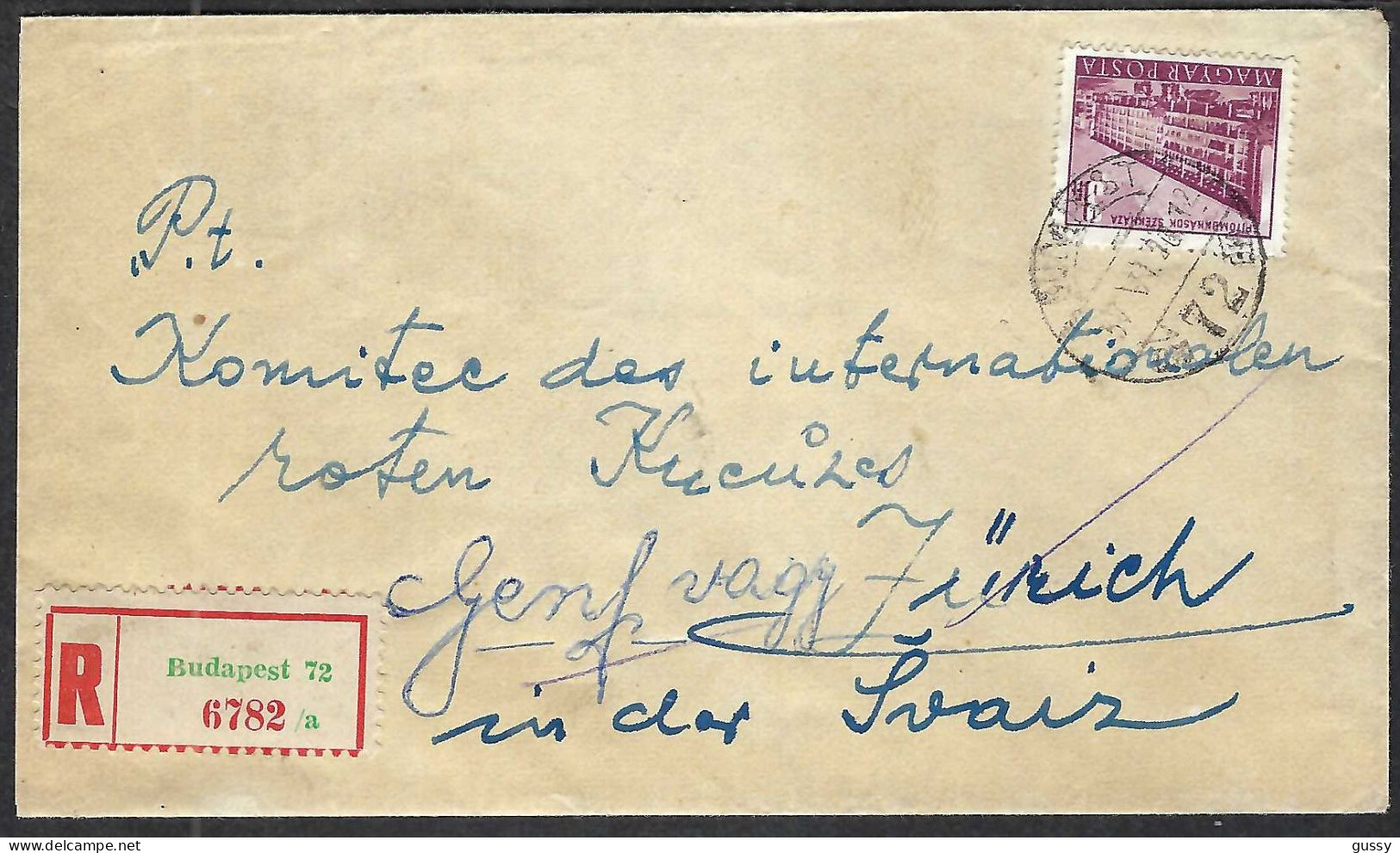 HONGRIE 1957: LSC Rec. De Budapest Pour La Croix-Rouge De Genève - Storia Postale