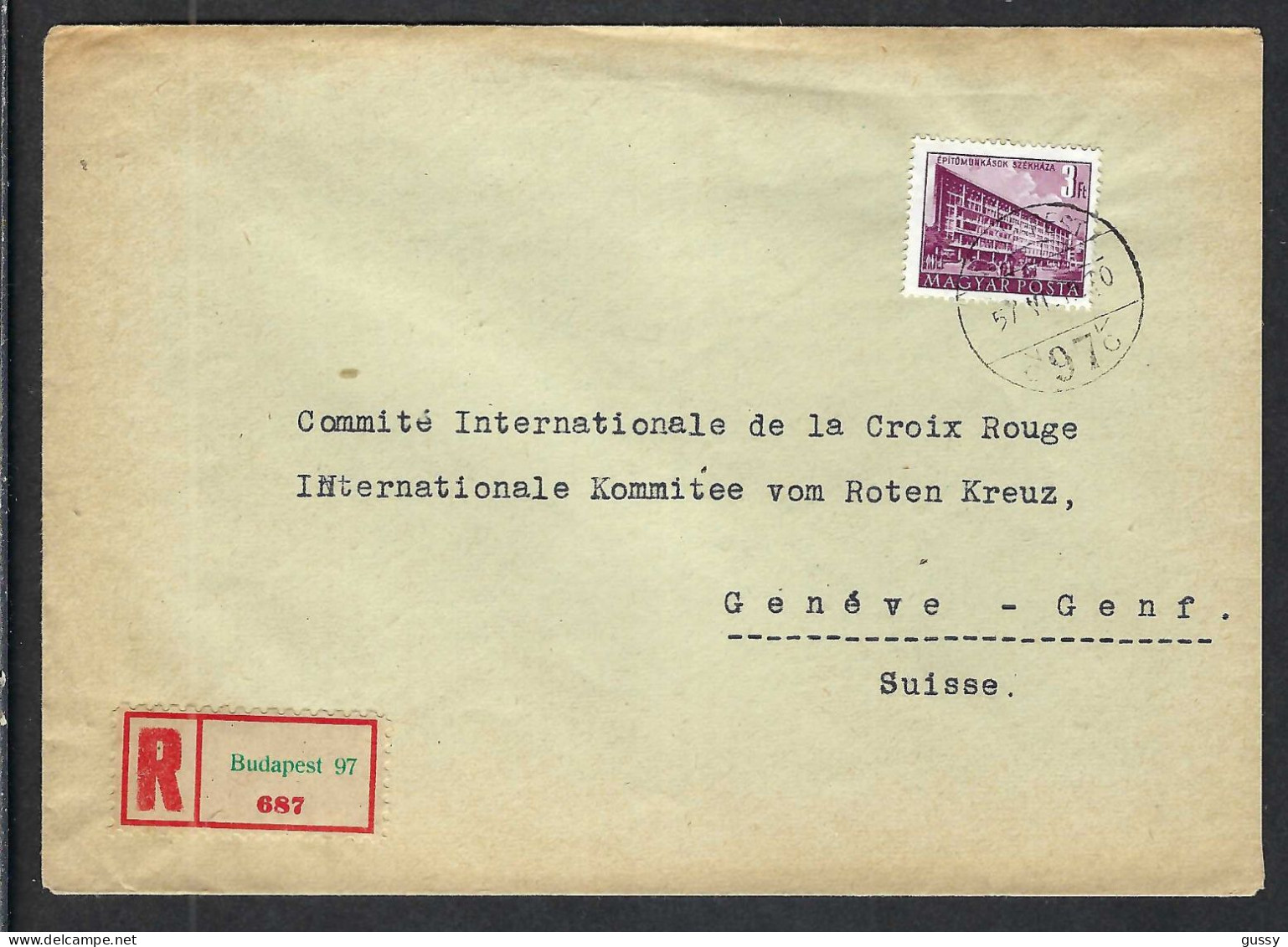 HONGRIE 1957: LSC Rec. De Budapest Pour La Croix-Rouge De Genève - Cartas & Documentos