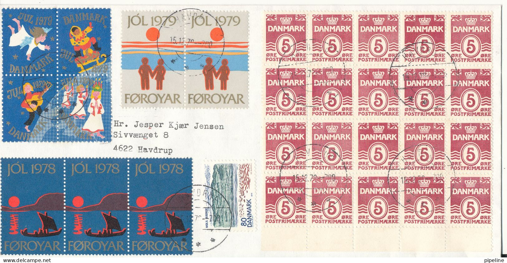 Denmark Cover Havdrup 14-12-1979 With A Lot Of Danish And Faroe Islands Christmas Seals - Cartas & Documentos