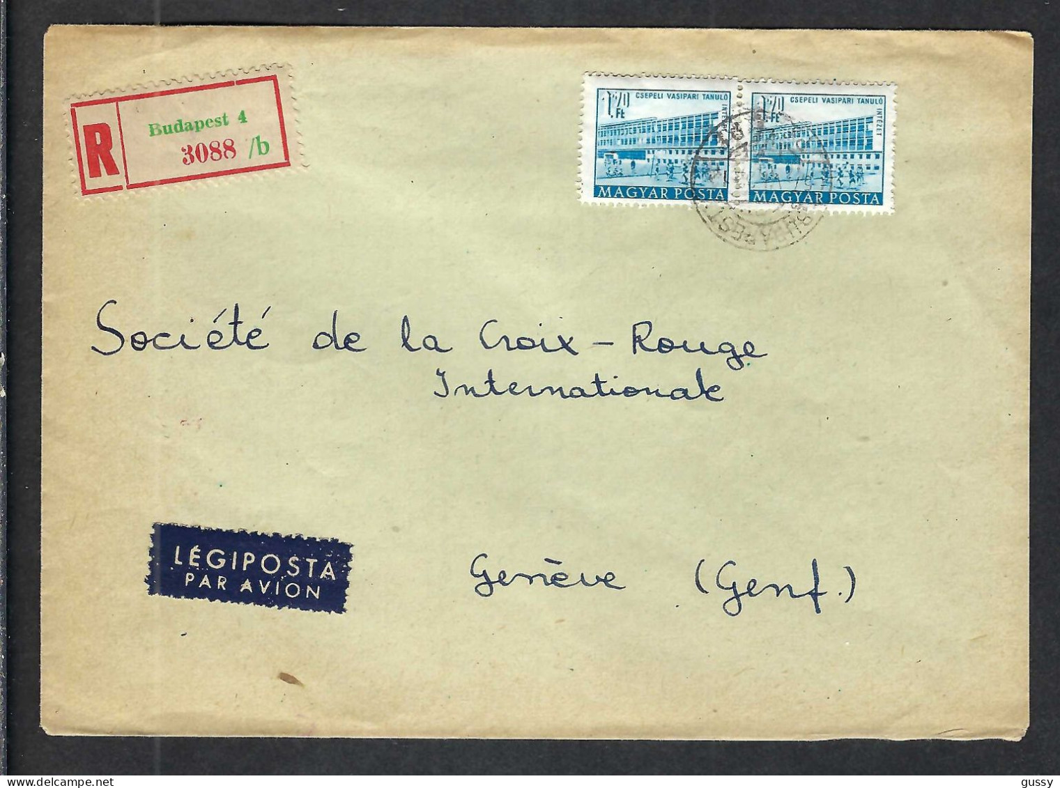 HONGRIE 1957: LSC Rec. P.A. De Budapest Pour La Croix-Rouge De Genève - Cartas & Documentos
