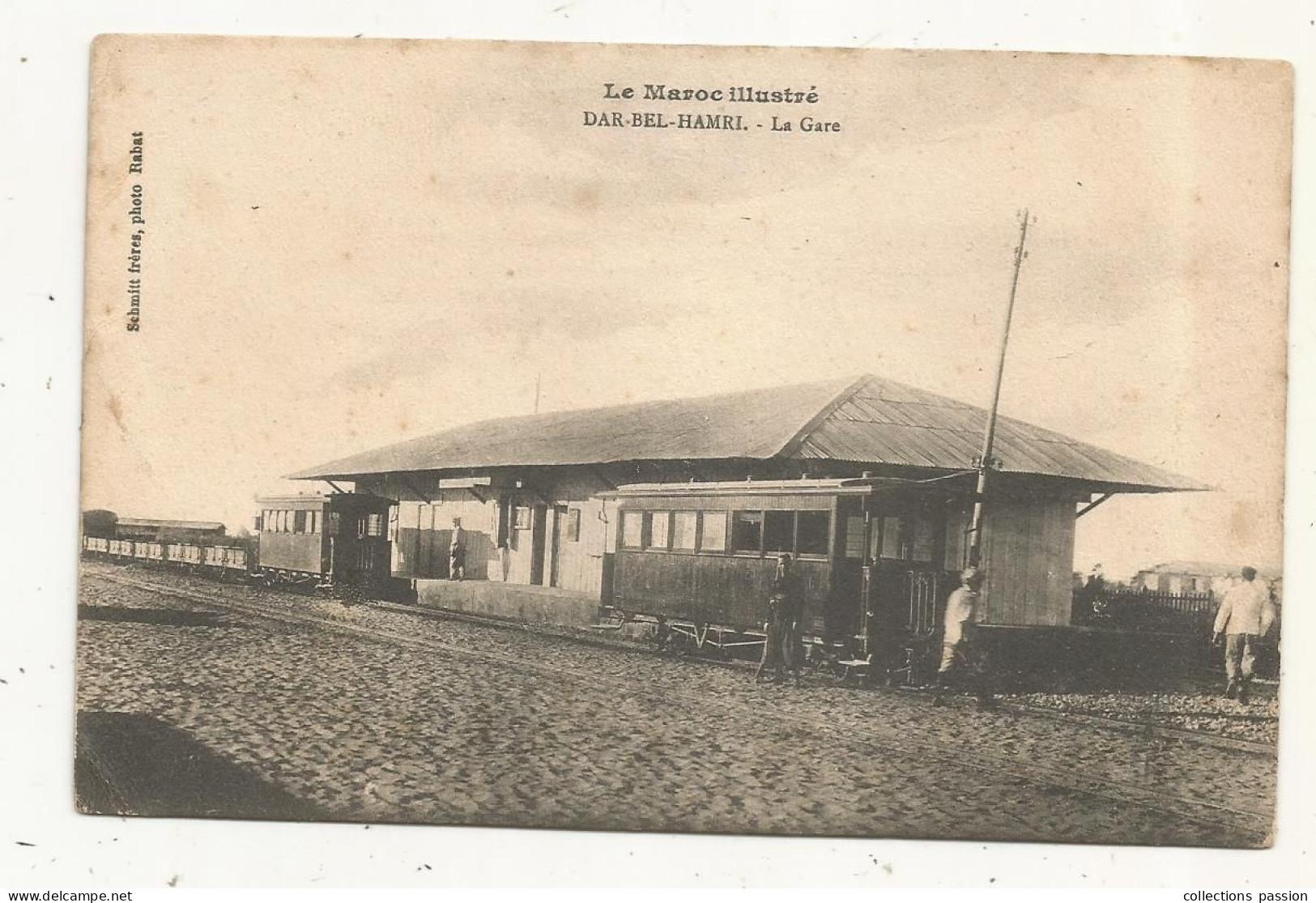 Cp, Chemin De Fer, La Gare  Avec Train , MAROC,  DAR-BEL-HAMRI, écrite 1915 - Estaciones Con Trenes