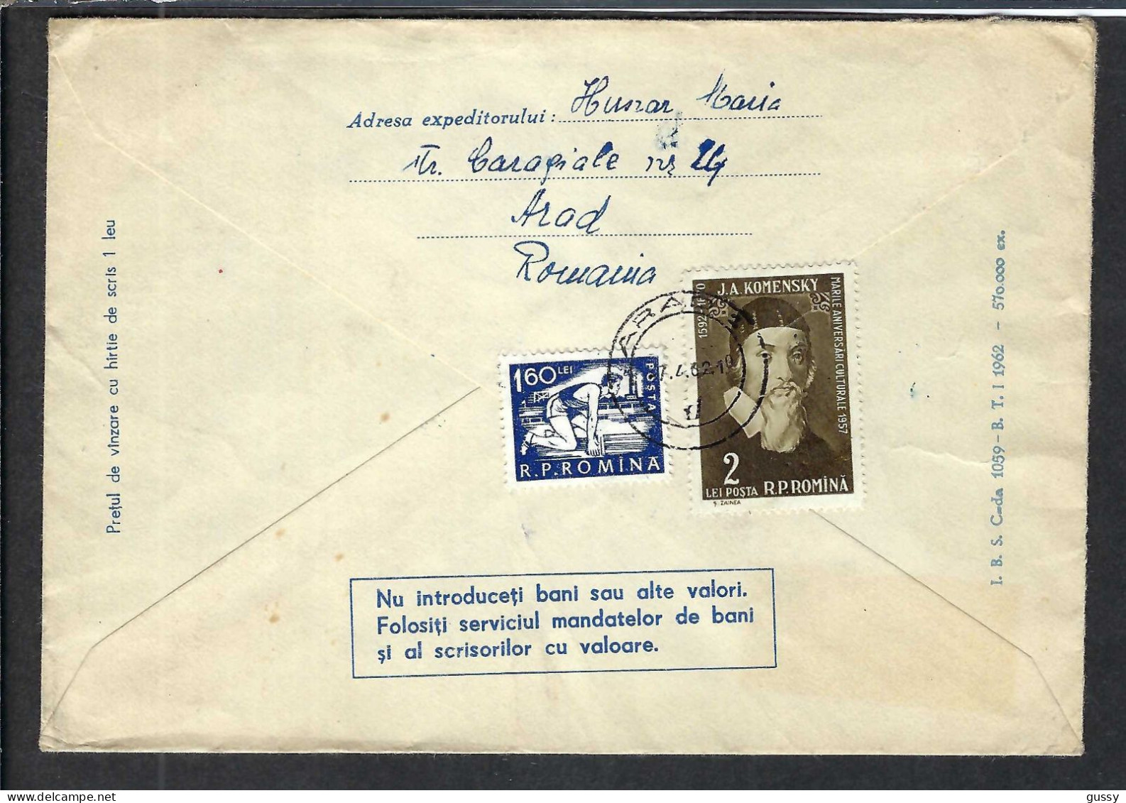 POLOGNE 1962: LSC Rec. P.A. De Arad Pour Genève - Cartas & Documentos