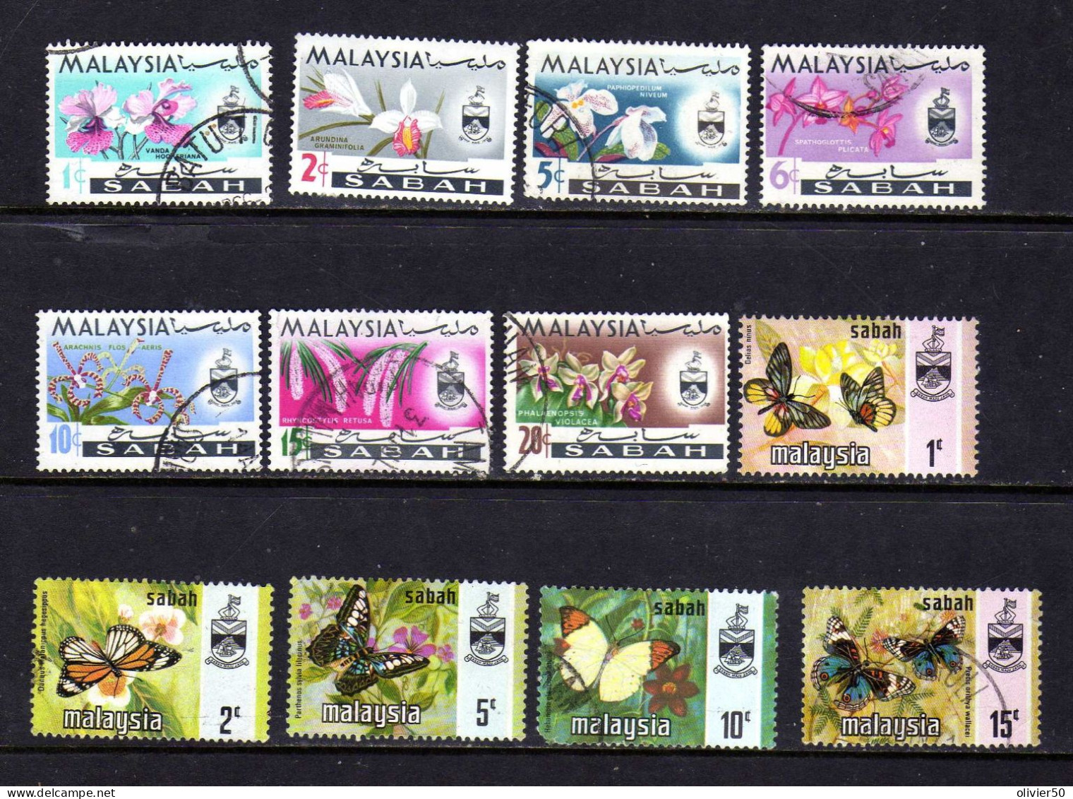 Sabah (1965-71) -   Fleurs - Papillons - Obliteres - - Sabah