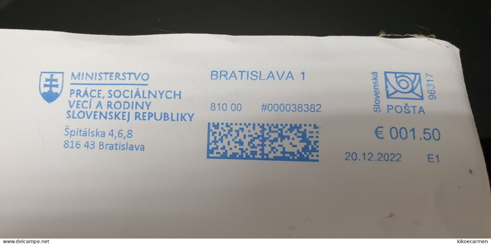 MINISTERSTVO Prace Socialnych Veci A Rodiny - Work Social Affairs Family, Bratislava 2022 Slovenska AM Meter Ema - Storia Postale