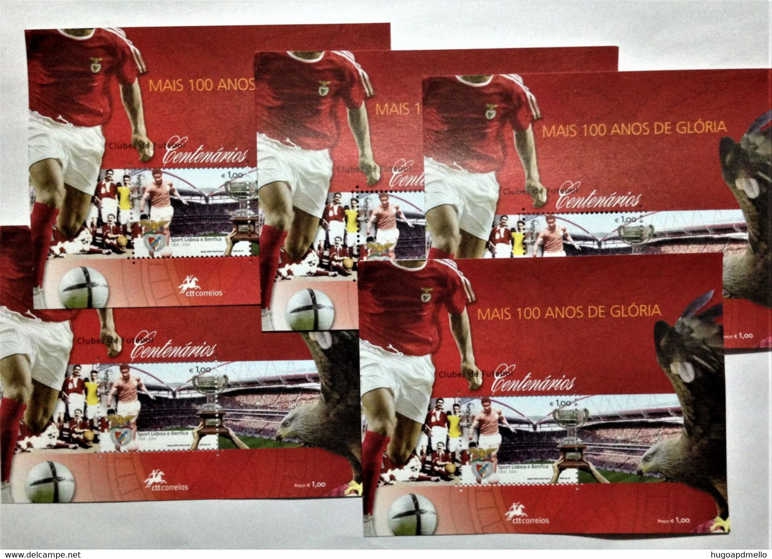 PORTUGAL, 5 X  Uncirculated Souvenir Sheet, « SPORT LISBOA E BENFICA », « EUSEBIO », 2005 - Clubs Mythiques