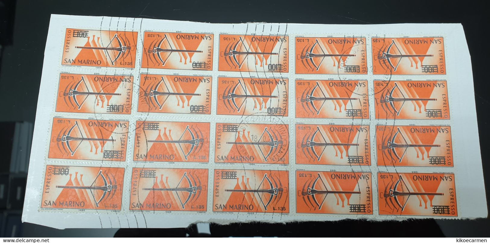1965 Espresso Quartina Usata Blocco Rsm SAN MARINO USATO USED Usati - Express Letter Stamps