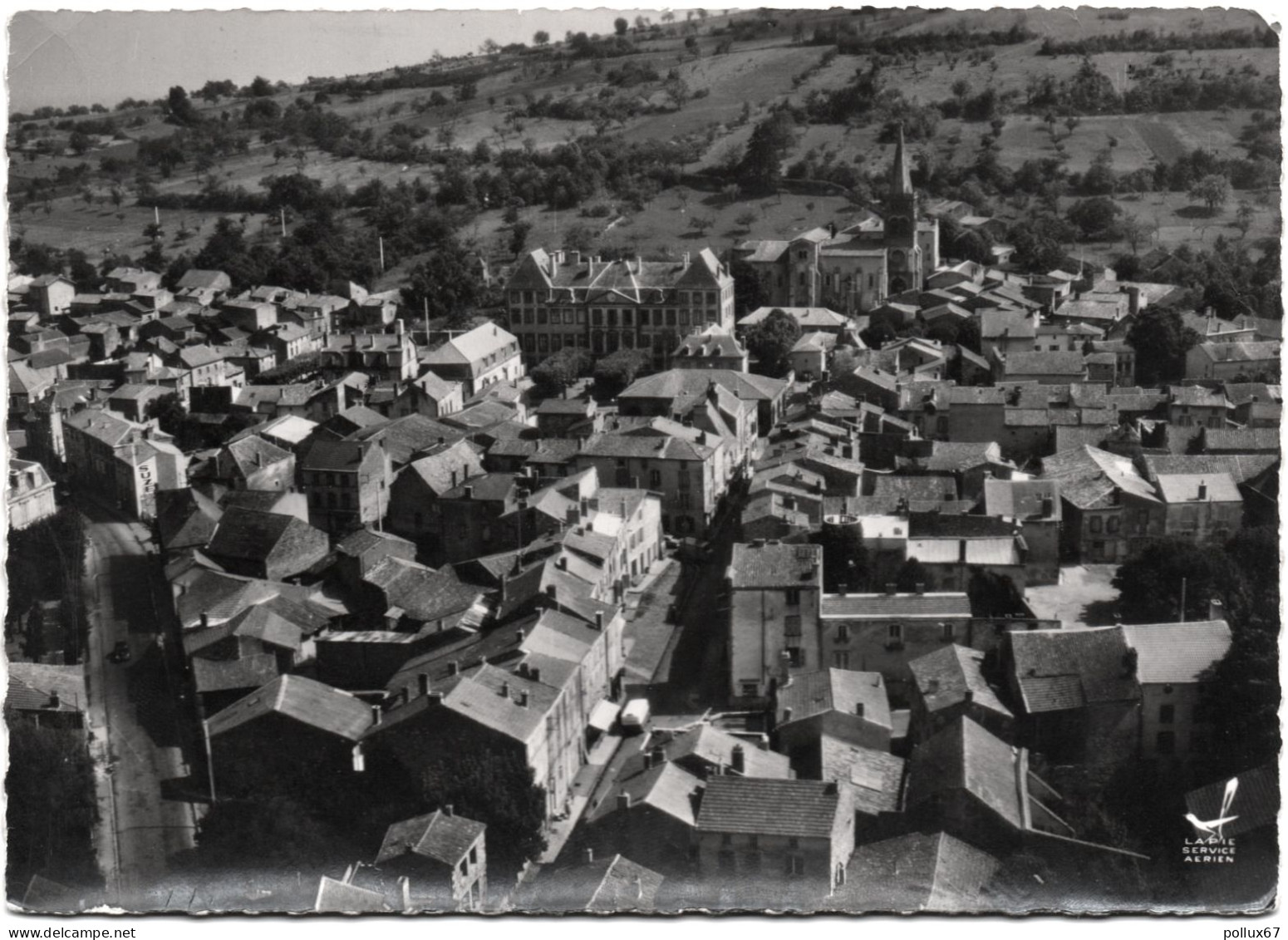 CPSM DE COMBRONDE  (PUY-DE-DÔME)  EN AVION AU-DESSUS DE ...... VUE GÉNÉRALE - Combronde