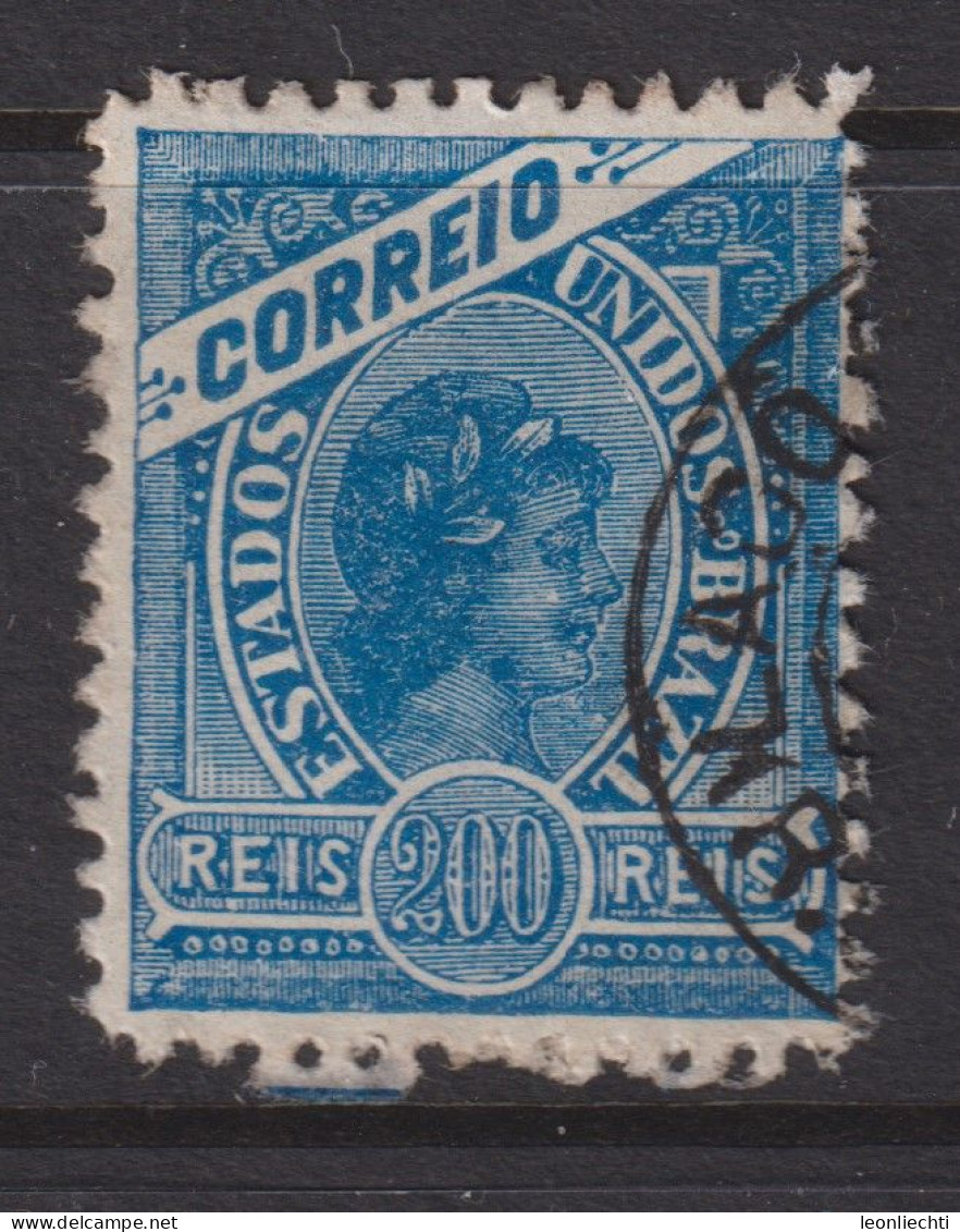 1900 Brasilien, Mi:BR 144, Sn:BR 161, Yt:BR 118,blue Line Around The "Efigie", Blaue Linie Um Das Porträt, Allegory - Gebraucht