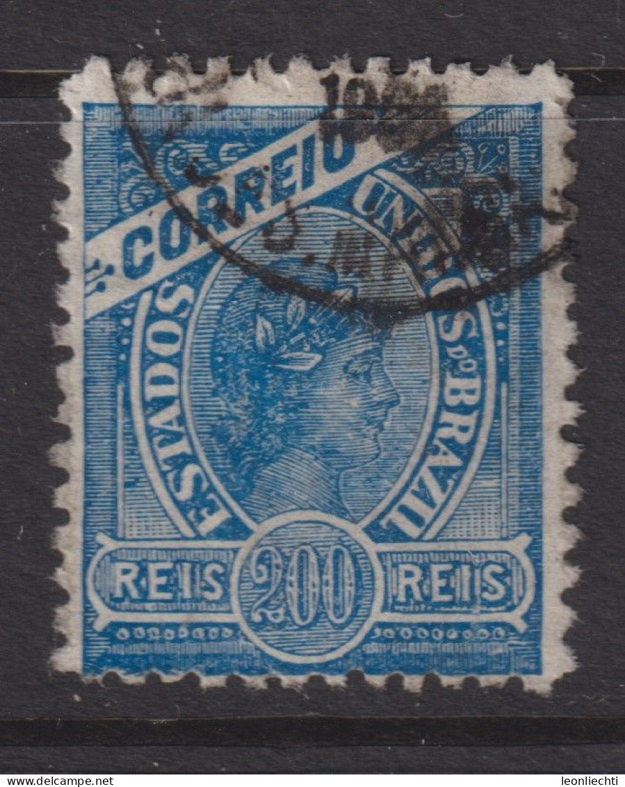 1900 Brasilien, Mi:BR 144, Sn:BR 161, Yt:BR 118,blue Line Around The "Efigie", Blaue Linie Um Das Porträt, Allegory - Usati