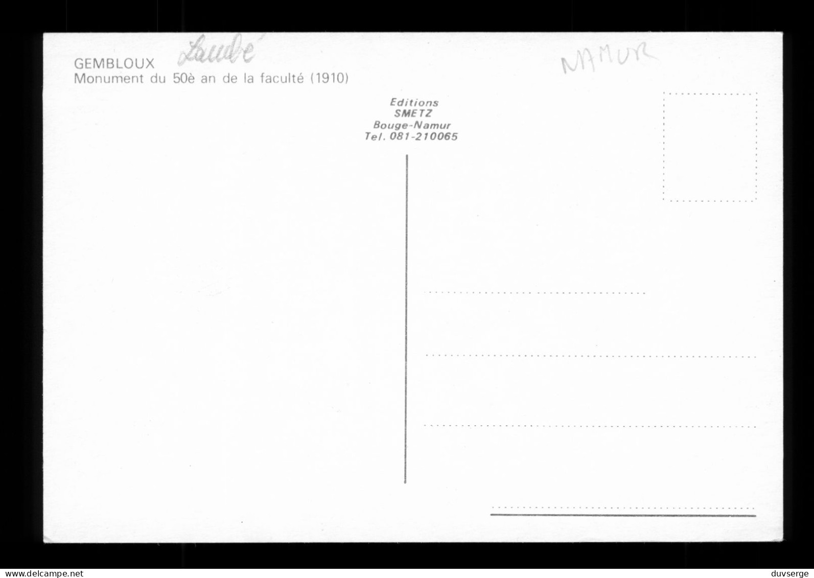Belgique Namur Gembloux Monument Du 50eme An  De La Faculté - Gembloux