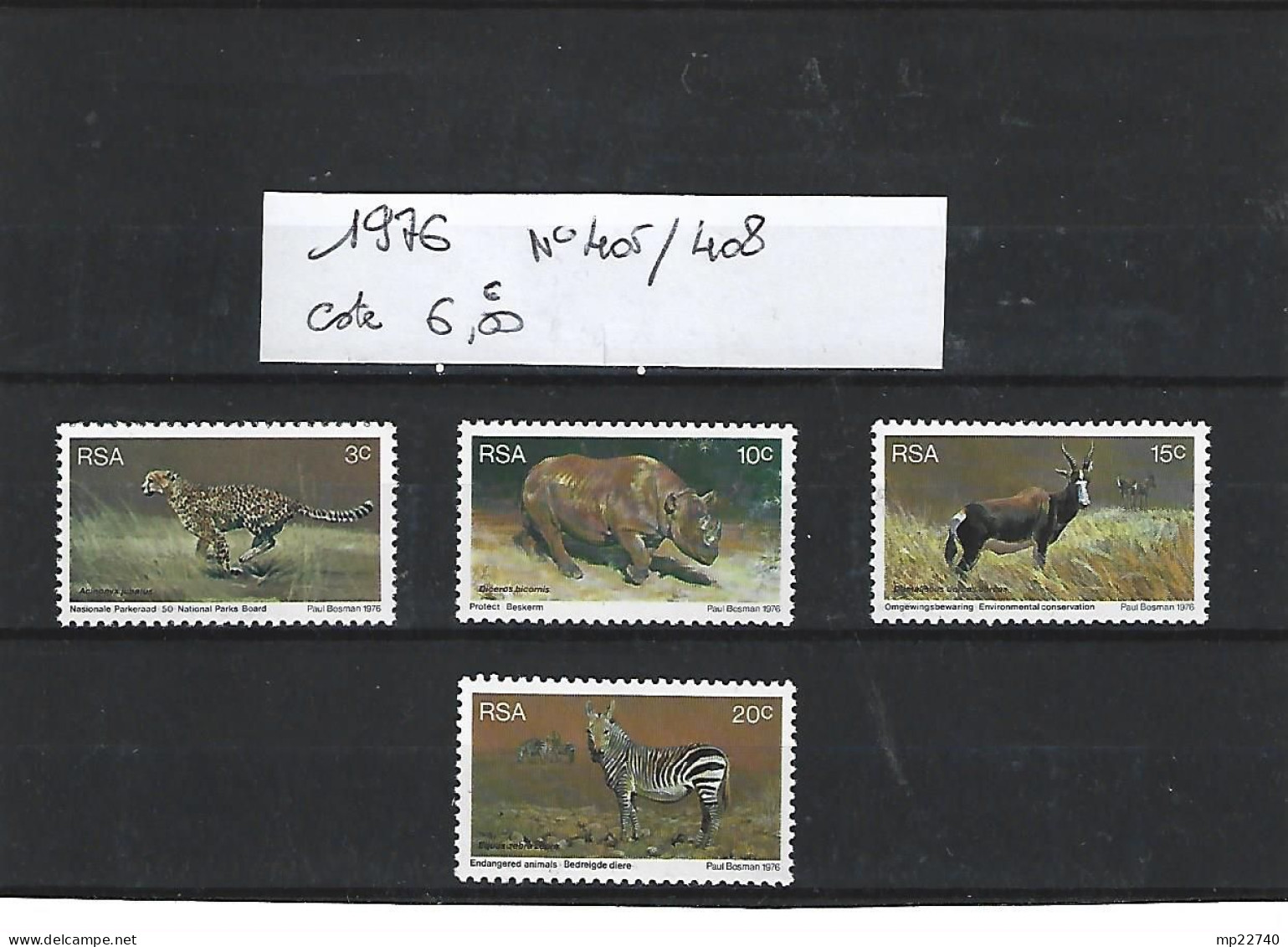 AFRIQUE DU SUD 1976  N° 405 / 408 ** ANIMAUX FAUNE COTE 6 € - Neufs