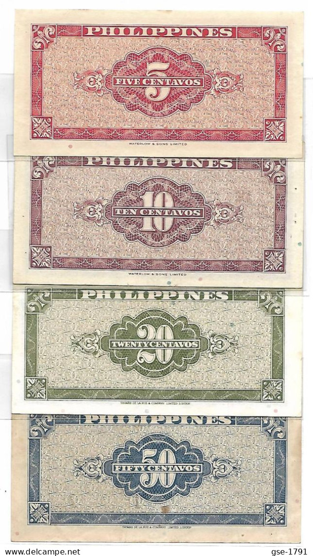 PHILIPPINES SERIE JAPONAISE Les 4 Petits Billets Magsaysay & Cuaderno . Circulé TTB - Philippines