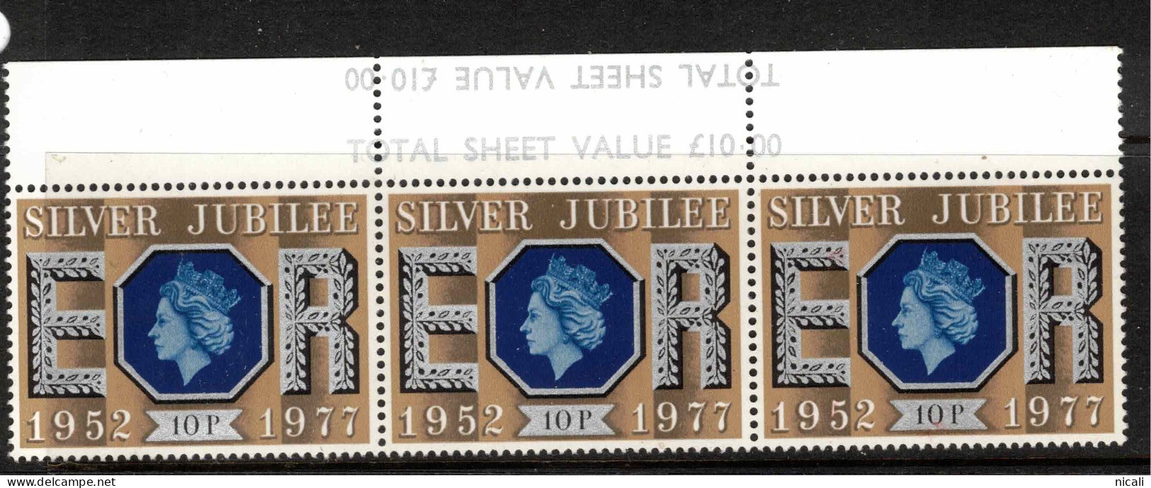 GB 1977 10p Silver Jubilee With Selvedge Printed Double And Inverted ZZ139 - Errors, Freaks & Oddities (EFOs