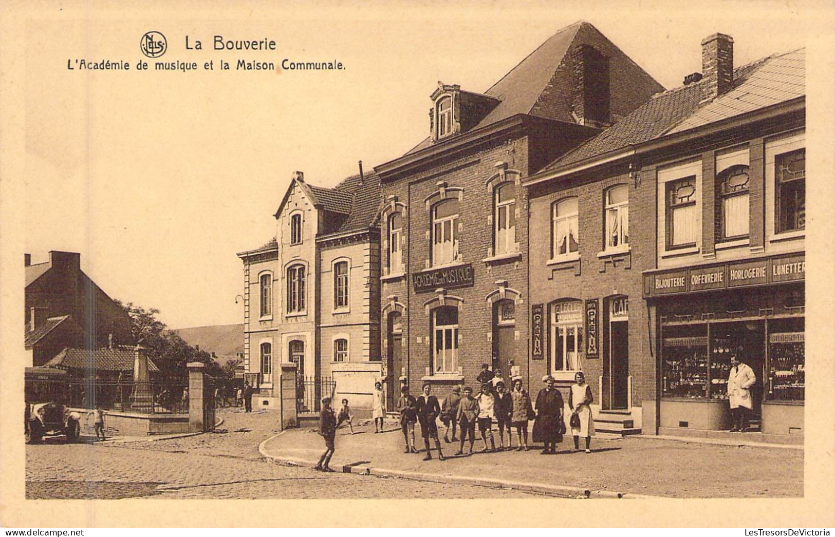 BELGIQUE - LA BOUVERIE - L'academie De Musique Et La Maison Communale - Edit L WUILLOT - Carte Postale Ancienne - Other & Unclassified