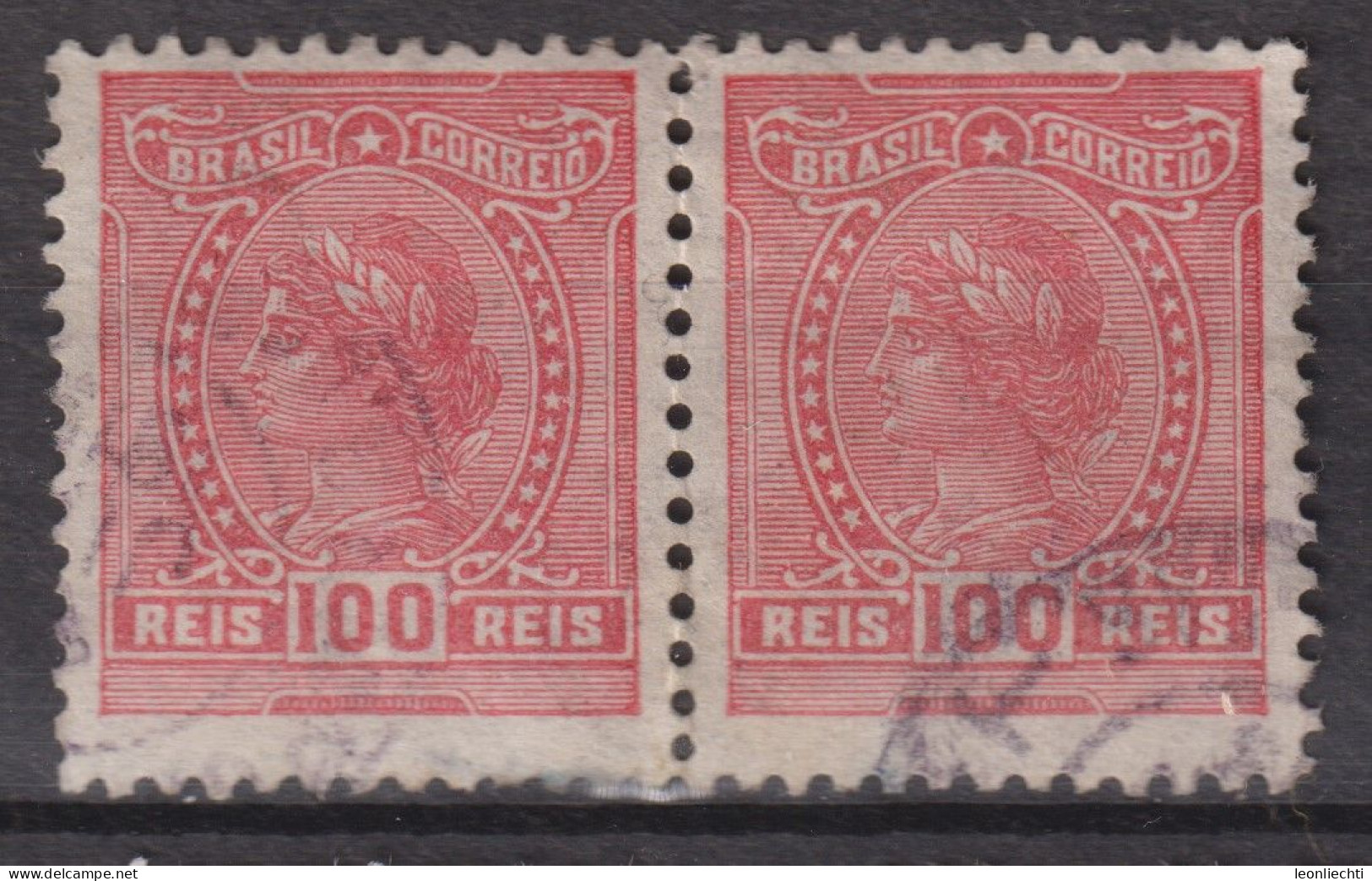 1918 Brasilien, Mi:BR 196, Sn:BR 204, Yt:BR 155(A),  Liberty Head, Allegory Of The Republic And Instructions - Usados