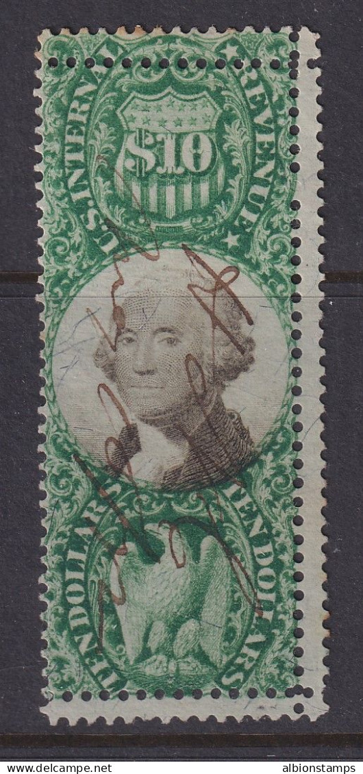 US, Scott R149, Used, Manuscript Cancel (small Thin), Extra Perfs - Steuermarken