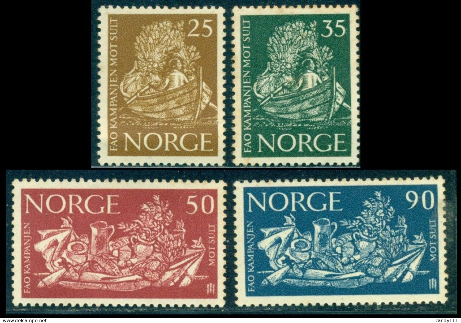 1966 Fighting Hunger,Rowboat,grain Sheaves,Food,Norway,Mi.543,MNH - Contra El Hambre