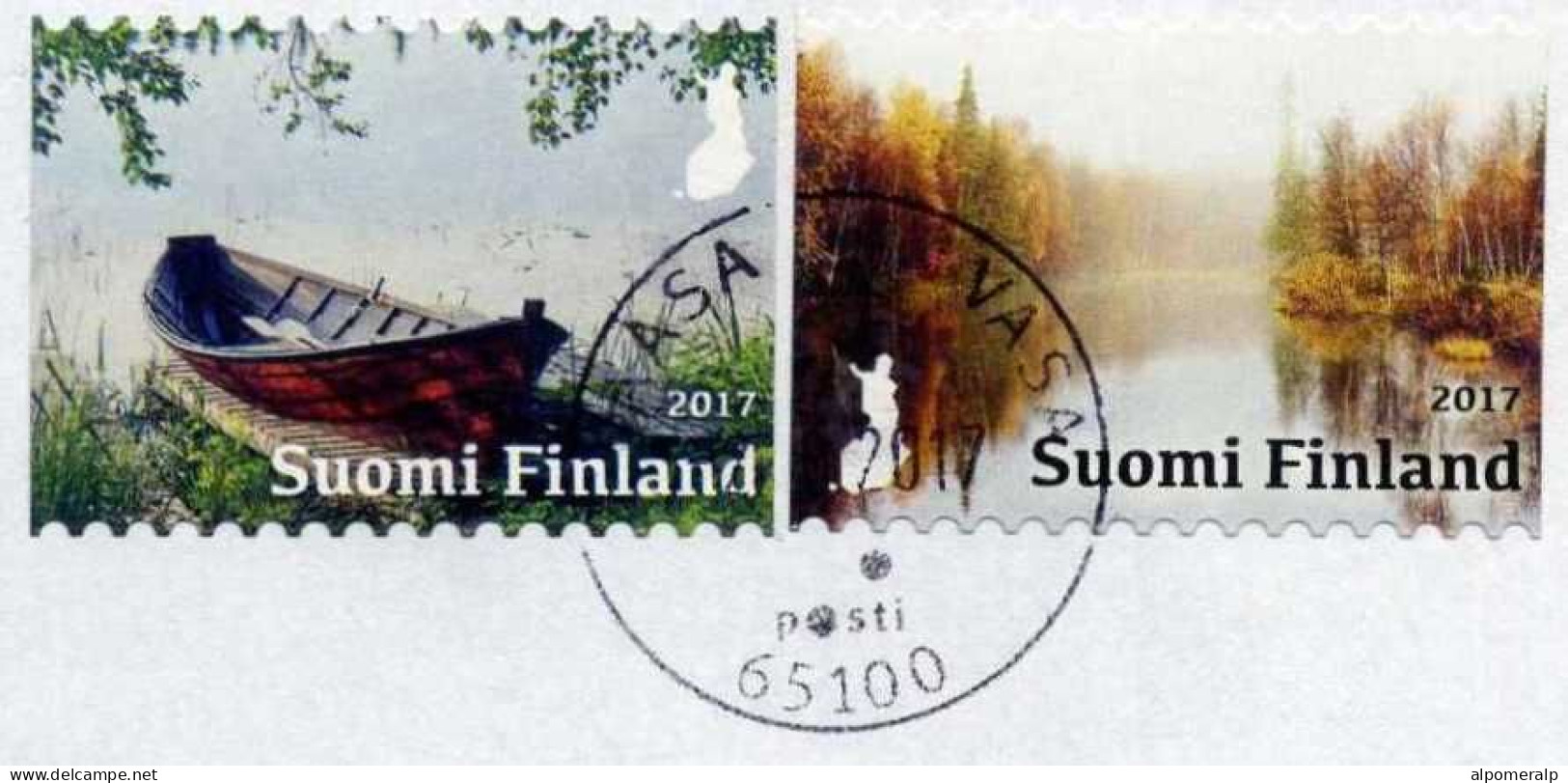 Finland 2017 Four Seasons Mi 2535-2537, Priority Cover Used To Izmir From Vaasa, 2.10.2017 | Rowing Boat, Flower, Lake - Lettres & Documents