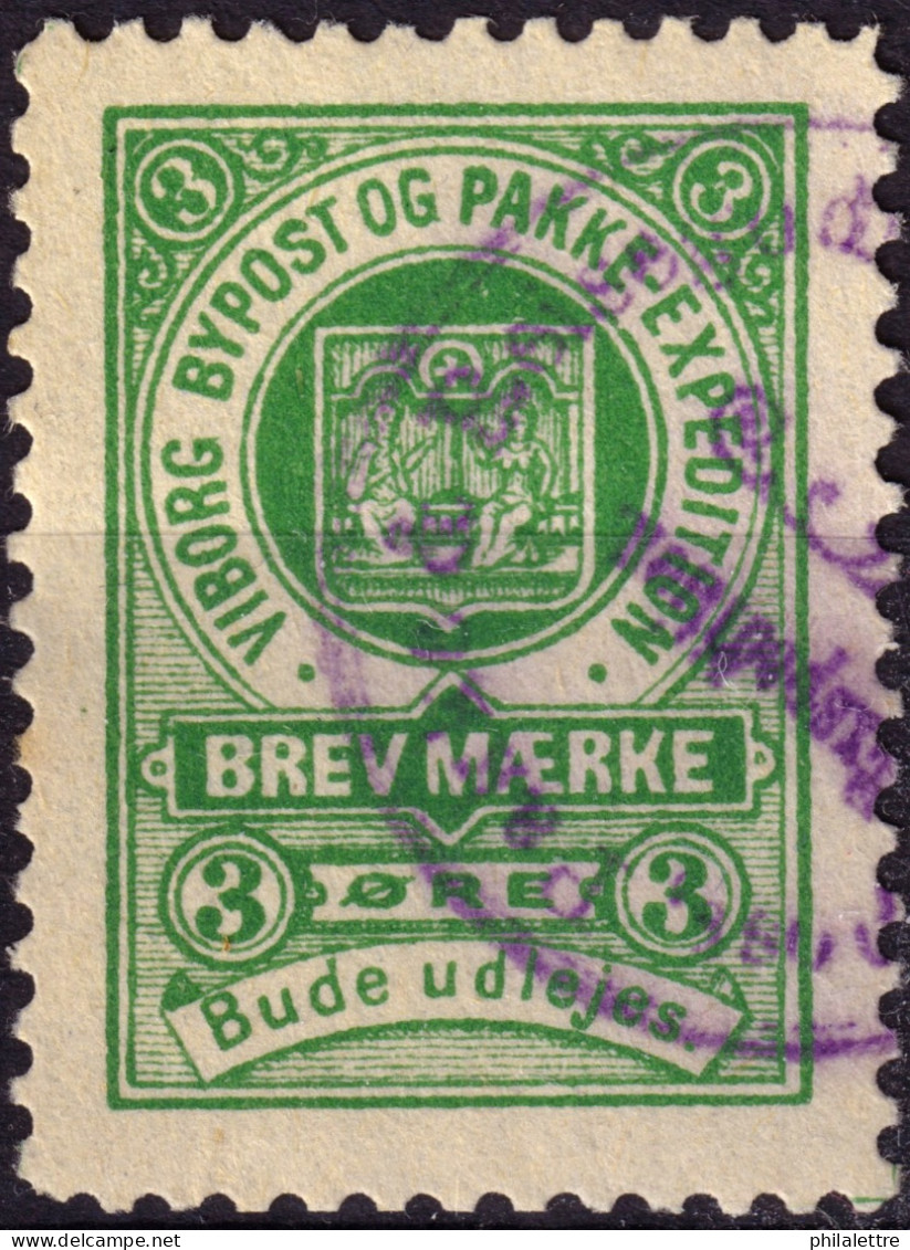 DANEMARK / DENMARK - 1887 - VIBORG K.Mathiassen Local Post 3 øre Green - VF Used -a - Local Post Stamps