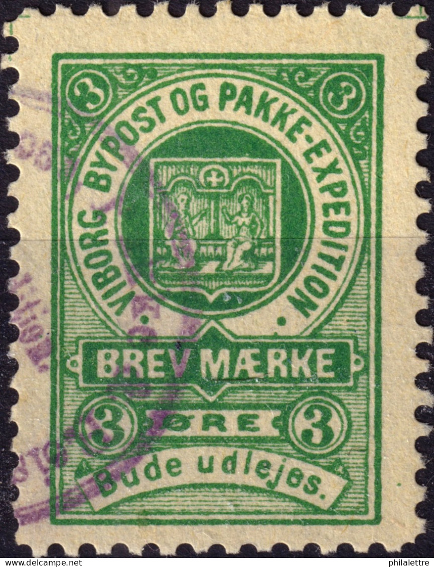 DANEMARK / DENMARK - 1887 - VIBORG K.Mathiassen Local Post 3 øre Green - VF Used -e - Emissions Locales