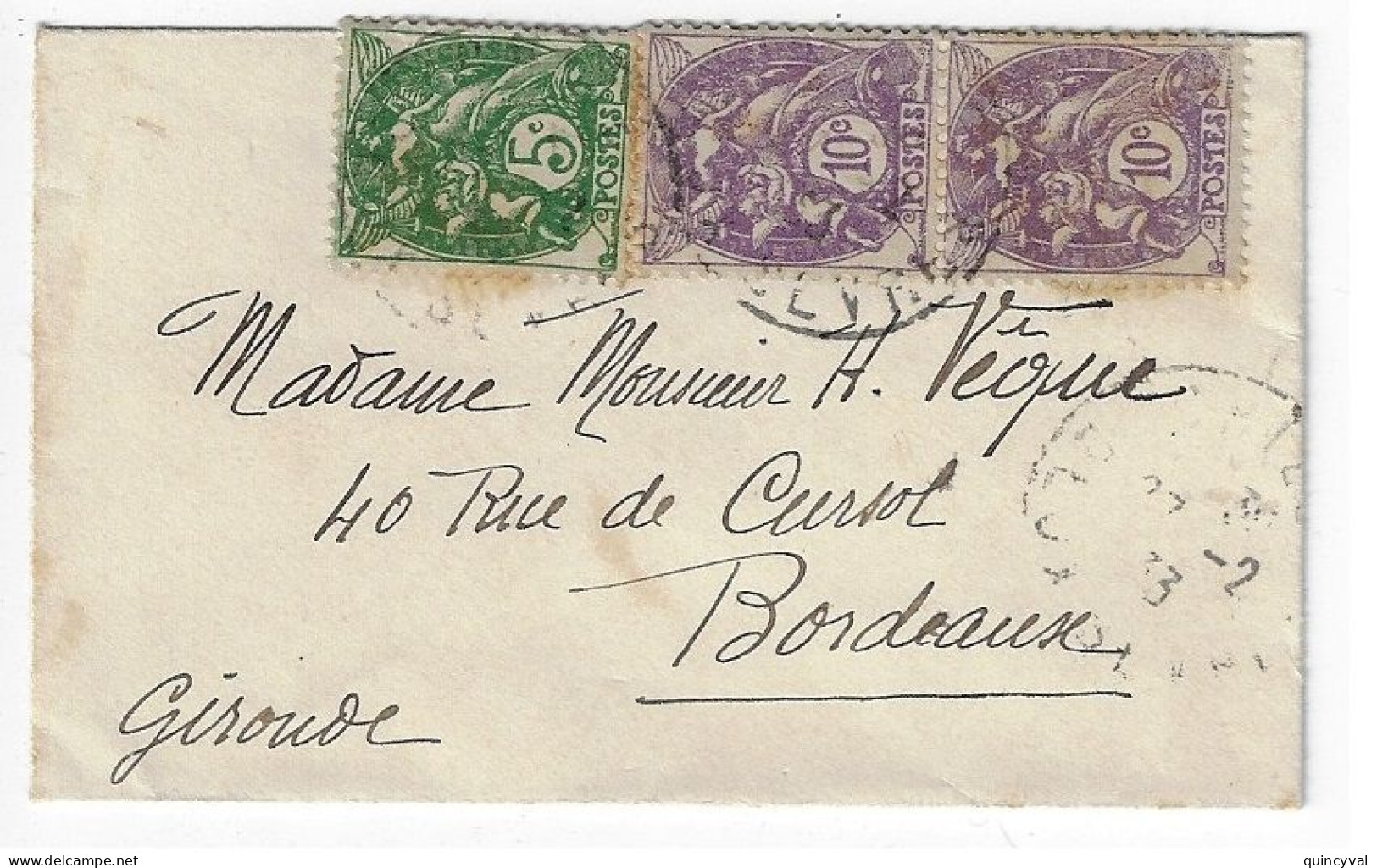 Enveloppe Carte De Visite Mignonnette 5c Blanc + 2 X 10c Lilas Yv 111 233 Ob 27 2 1933 - Lettres & Documents