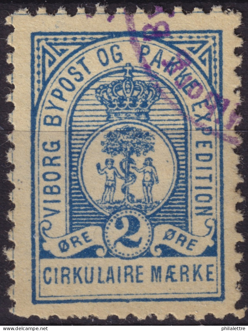 DANEMARK / DENMARK - 1887/88 - VIBORG K.Mathiassen Local Post 2 øre Blue - VF Used -c - Lokale Uitgaven