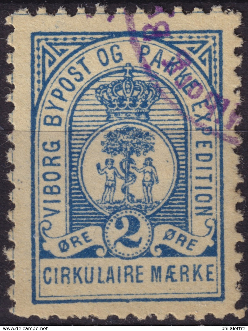 DANEMARK / DENMARK - 1887/88 - VIBORG K.Mathiassen Local Post 2 øre Blue - VF Used -c - Emisiones Locales