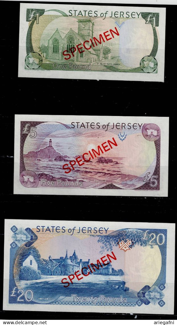 JERSEY 2000 BANKNOTES SET OF 3 BANKNOTES 1, 5,  20 POUNDS  SPECIMEN UNC !! - Jersey