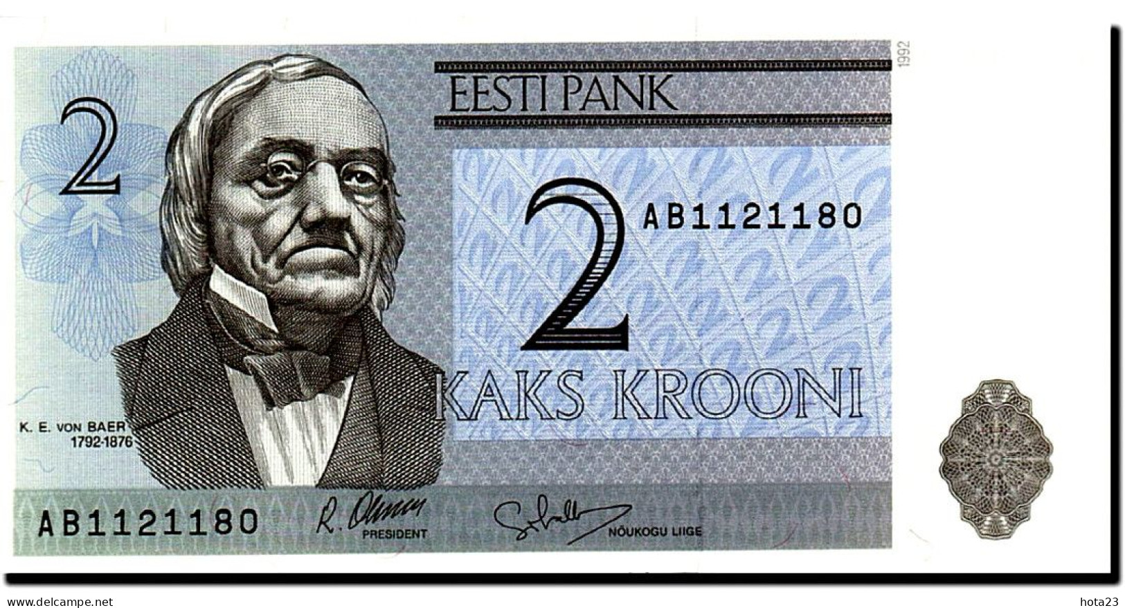 Estonia, 2 Krooni, 1992 BANKNOTE UNC - Estland