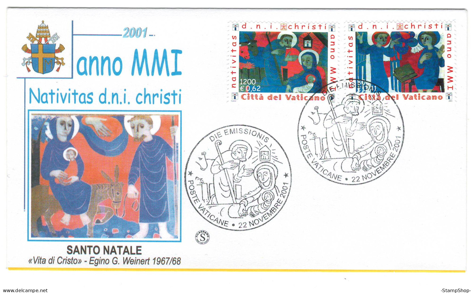 2001 Vatican - Christmas - FDC - BX2005 - Lettres & Documents