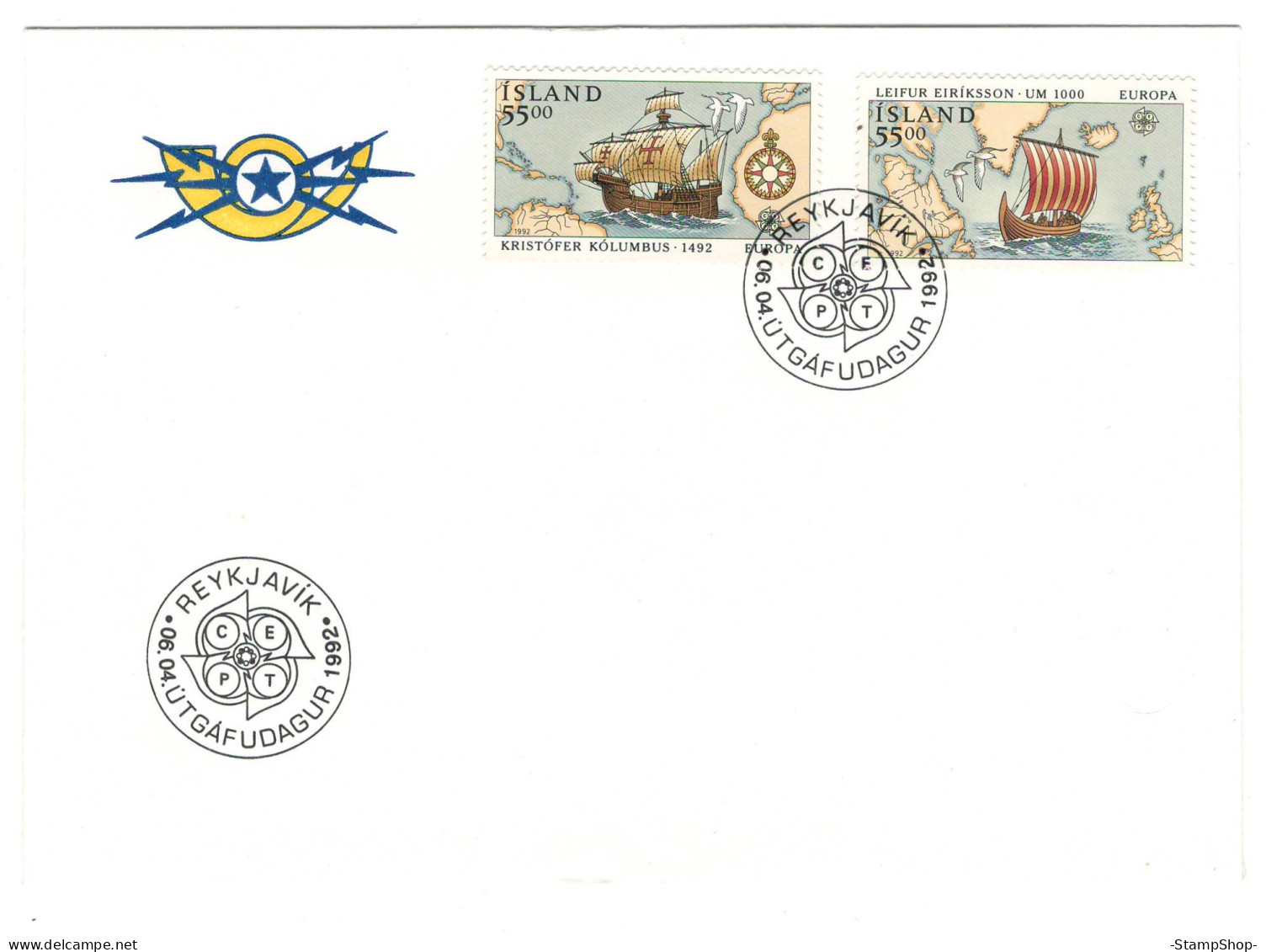 1992 Island - Europe: 500th Anniversary Of The Discovery Of America - FDC - BX2035 - Covers & Documents