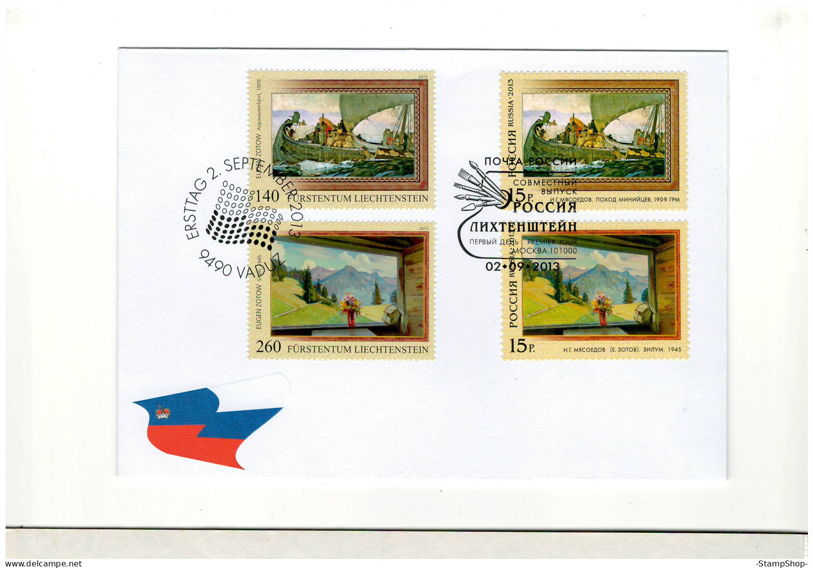 2013 Liechtenstein, Russia - Paintings - Mixed FDC - BX2072 - Storia Postale