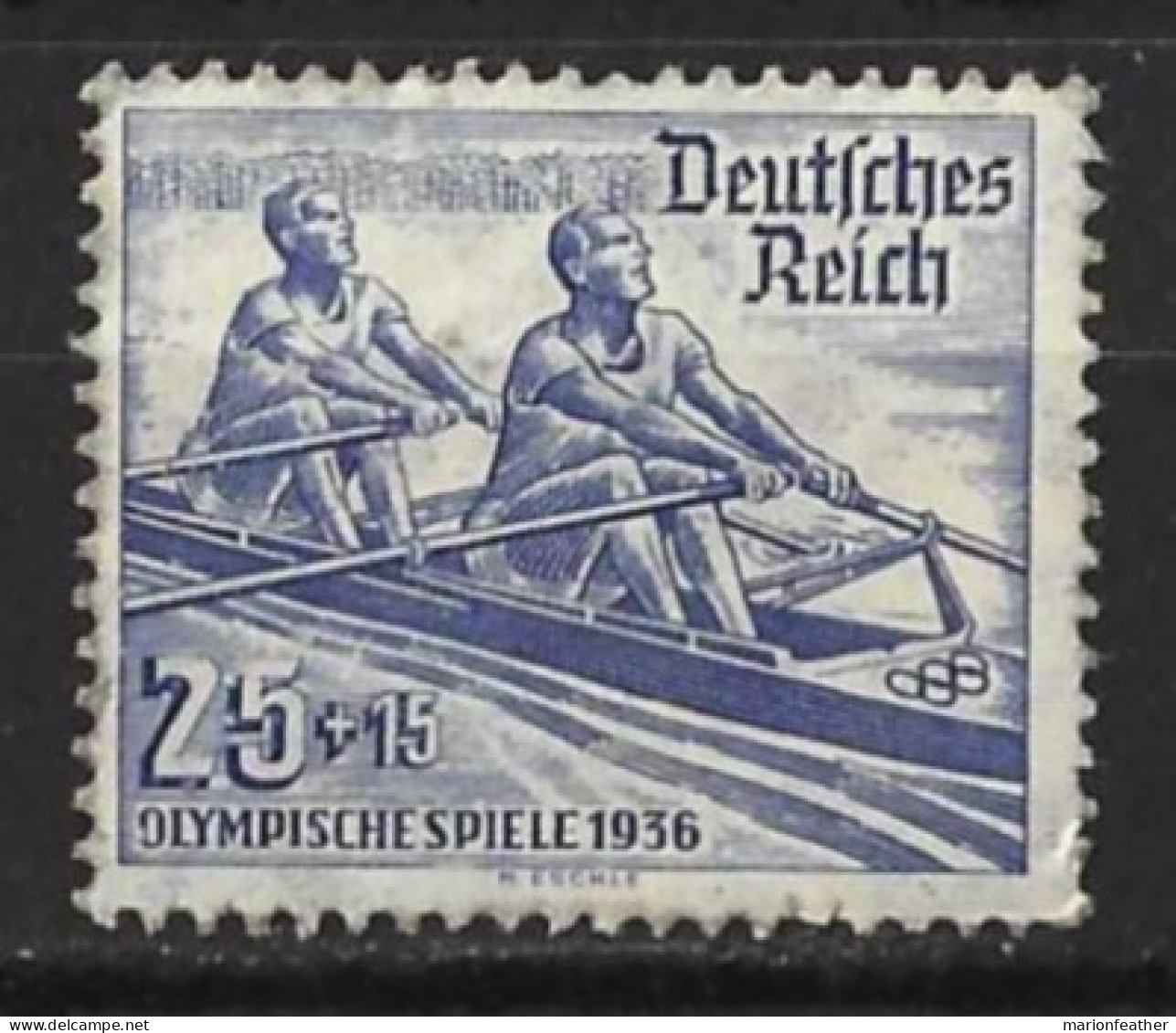 GERMANY......THIRD REICH........" 1936...".....ROWING....OLYMPICS....SG612......25 + 15pt.....GRUBBY....MH.. - Summer 1936: Berlin