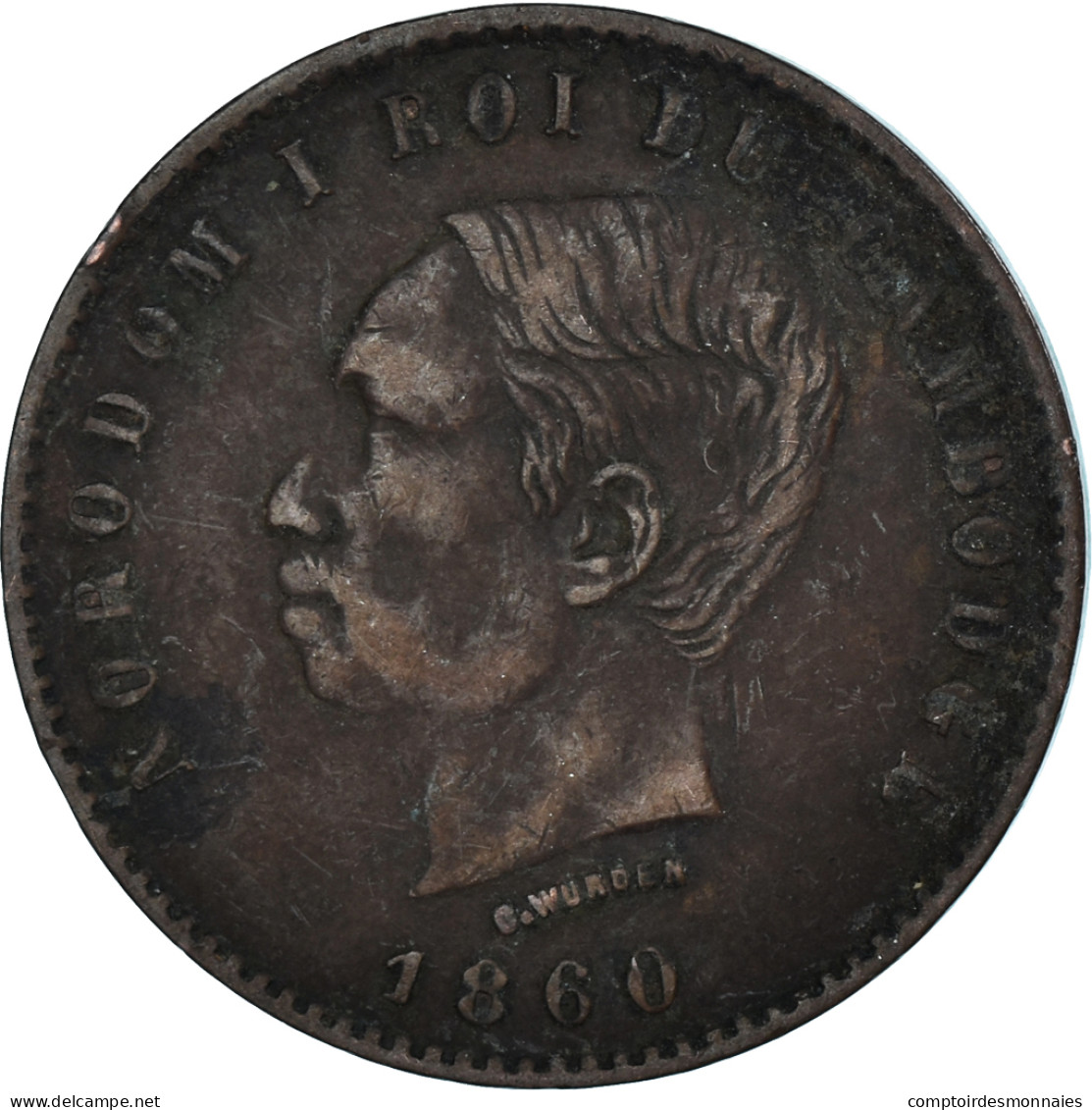 Monnaie, Cambodge, 10 Centimes, 1860 - Cambogia