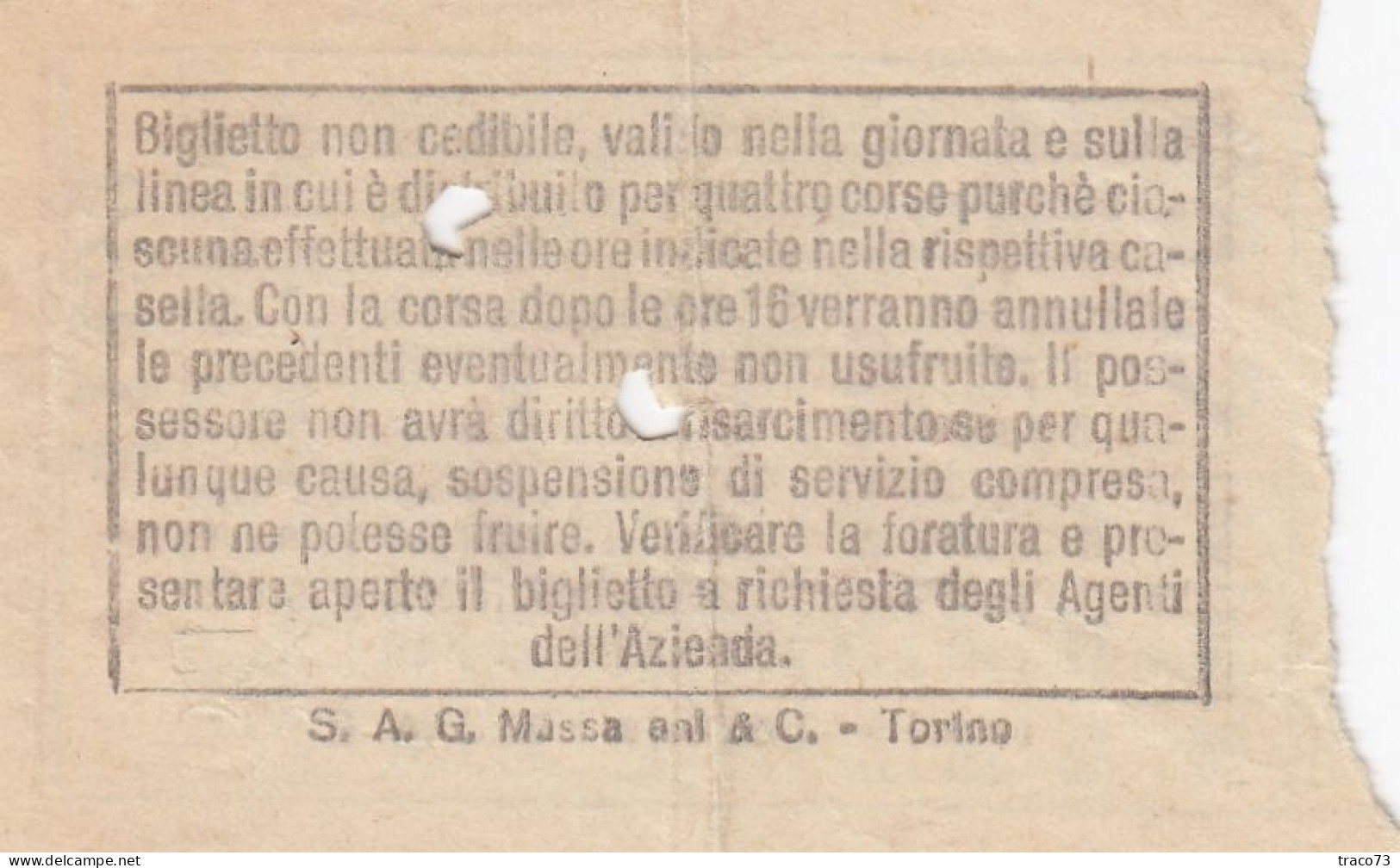 TORINO  /  Azienda Tranvie Municipali - Biglietto Feriale Da Cent. 80 Sovrastampato 10 Cent. Con Fasci _ Regno D'Italia - Europe