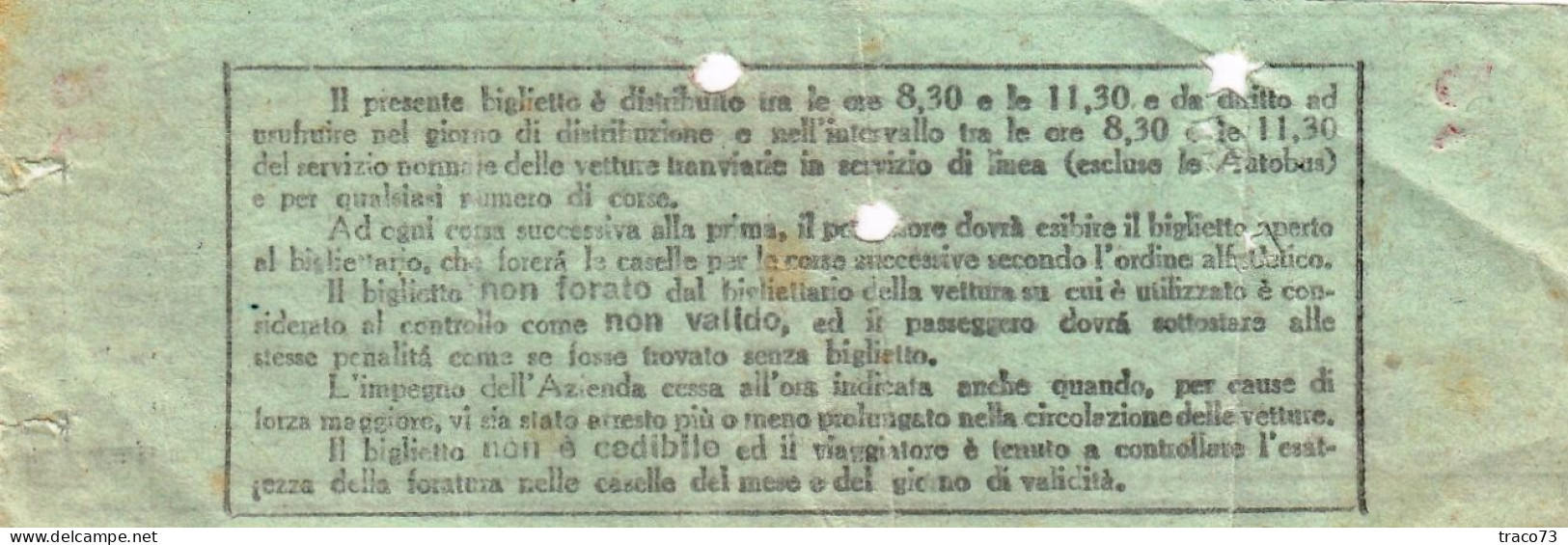 TORINO  /  Azienda Tranvie Municipali - Biglietto Multiplo Barrato Rosso  _ Regno D'Italia - Europe