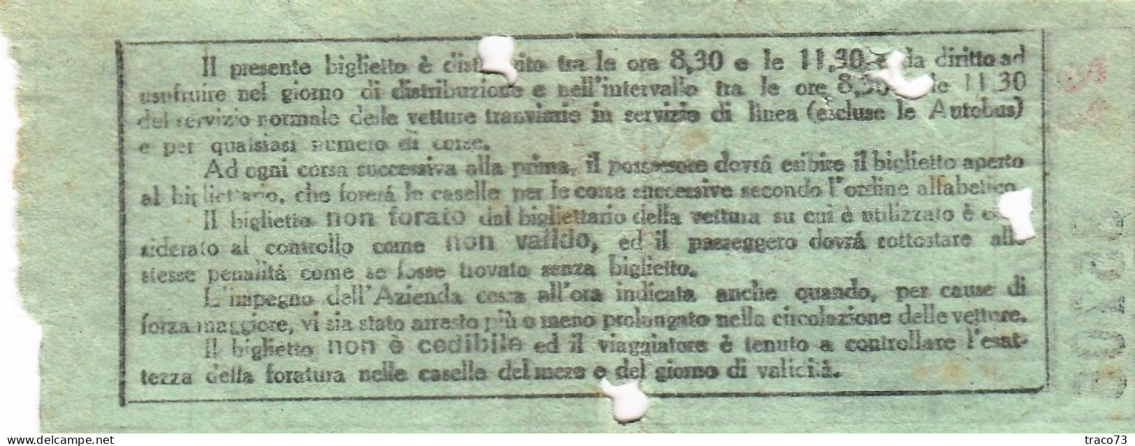 TORINO  /  Azienda Tranvie Municipali - Biglietto Multiplo Barrato Rosso  _ Regno D'Italia - Europa