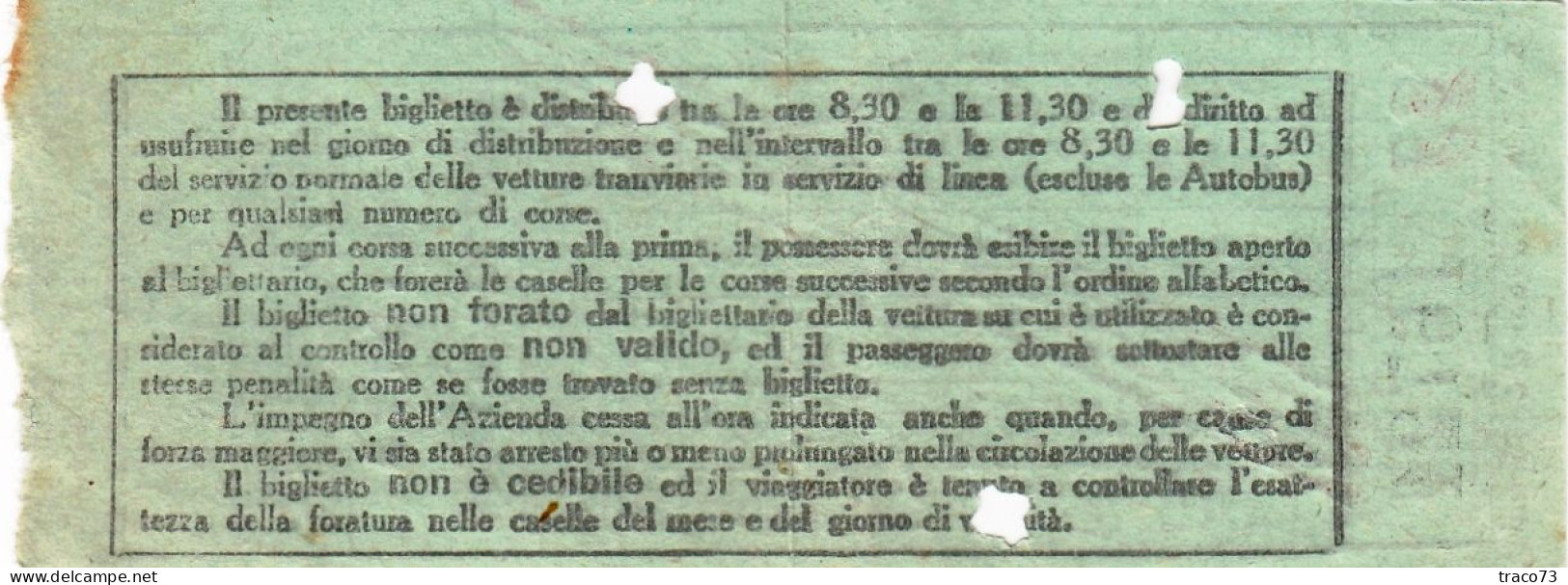 TORINO  /  Azienda Tranvie Municipali - Biglietto Multiplo Barrato Rosso  _ Regno D'Italia - Europa