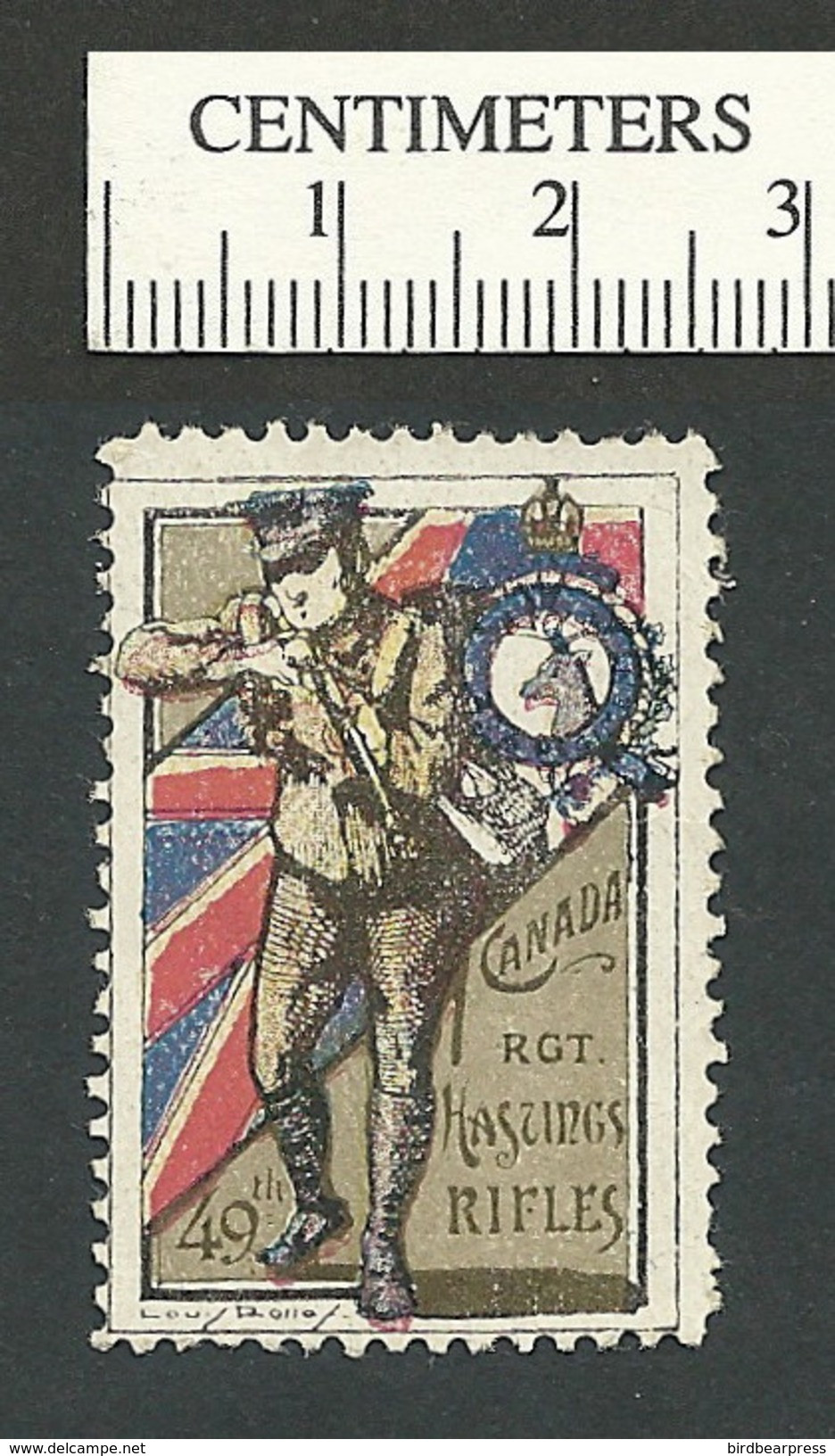 B46-45 CANADA WWI Delandre Hastings Rifles Stamp MNH Crease - Vignettes Locales Et Privées