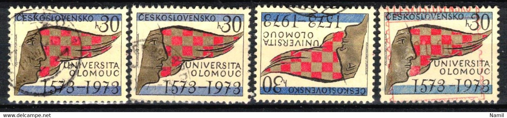 Tchécoslovaquie 1973 Mi 2153 (Yv 1992), Obliteré, Couler Bleu Diff. - Plaatfouten En Curiosa