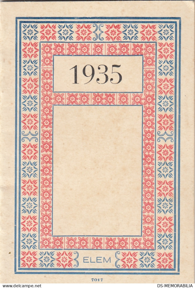 Catholic Orthodox Jewish Islamic Calendar Kingdom Of Yugoslavia 1935 - Petit Format : 1921-40