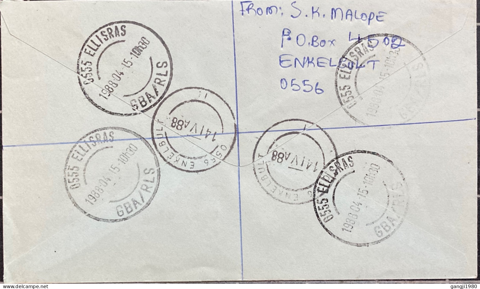 SOUTH AFRICA-1988, REGISTER COVER USED, NATAL FLOOD DISASTER OVPTD, 4 STAMP, BUILDING, ENKELBULT & ELLISRAS TOWN 7 CANCE - Briefe U. Dokumente