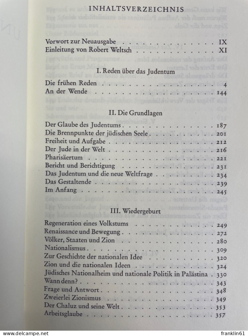 Der Jude Und Sein Judentum : Gesammelte Aufsätze Und Reden. - Giudaismo