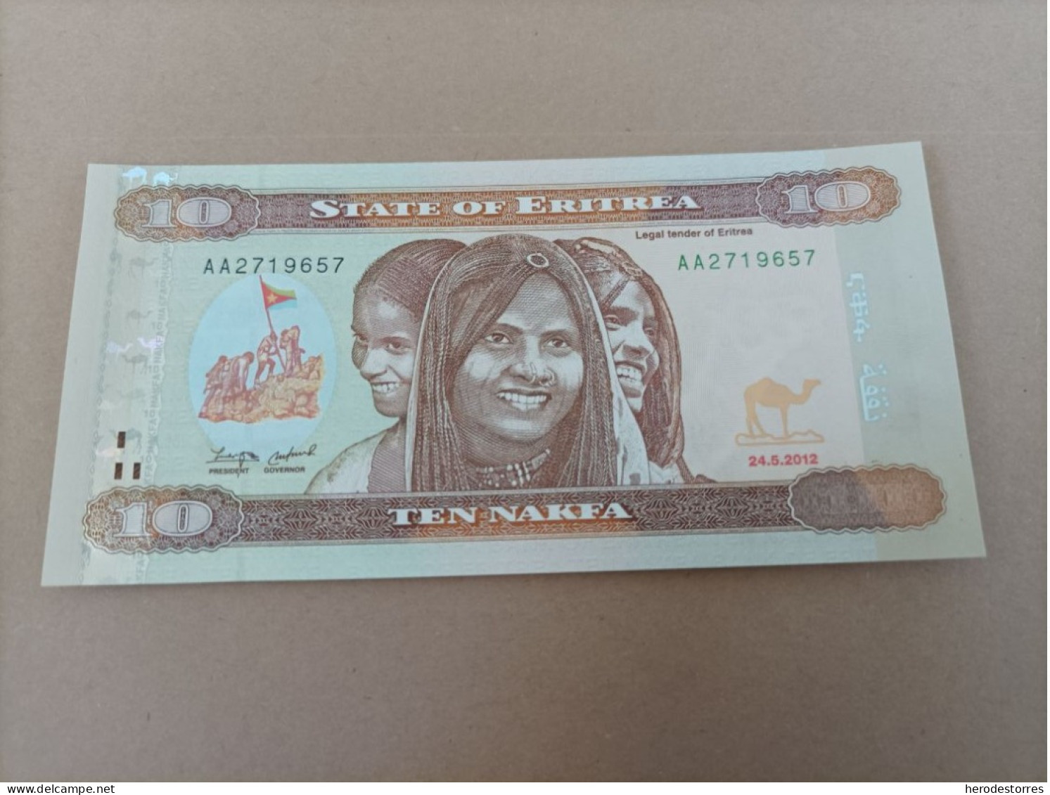 Billete De Eritrea De 10 Nafka, Año 2012, Serie AA, UNC - Erythrée