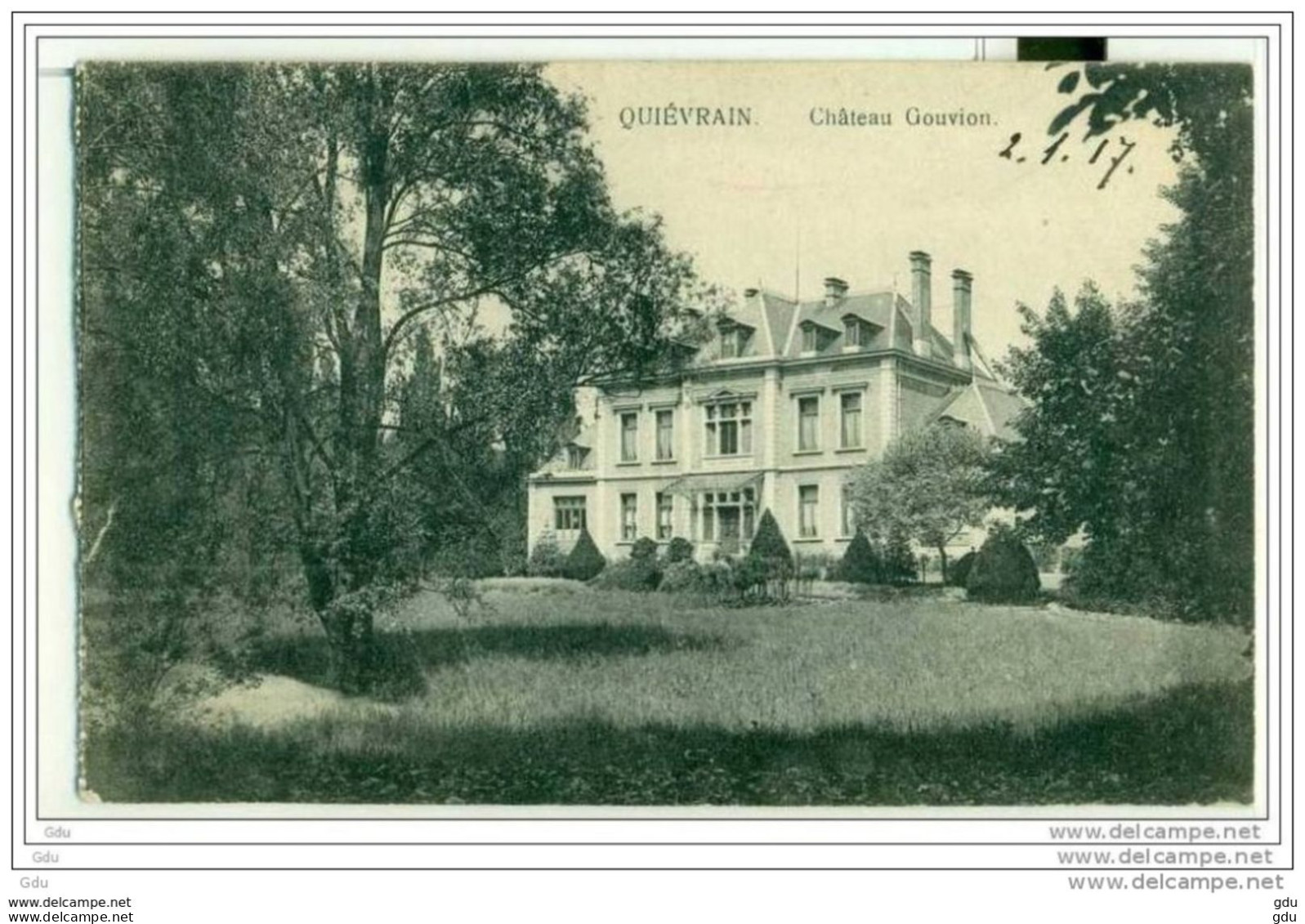 Quiévrain '' Château Gouvion '' Feldpost - Obli. Deutsches Heim St-Ghislain - Quievrain