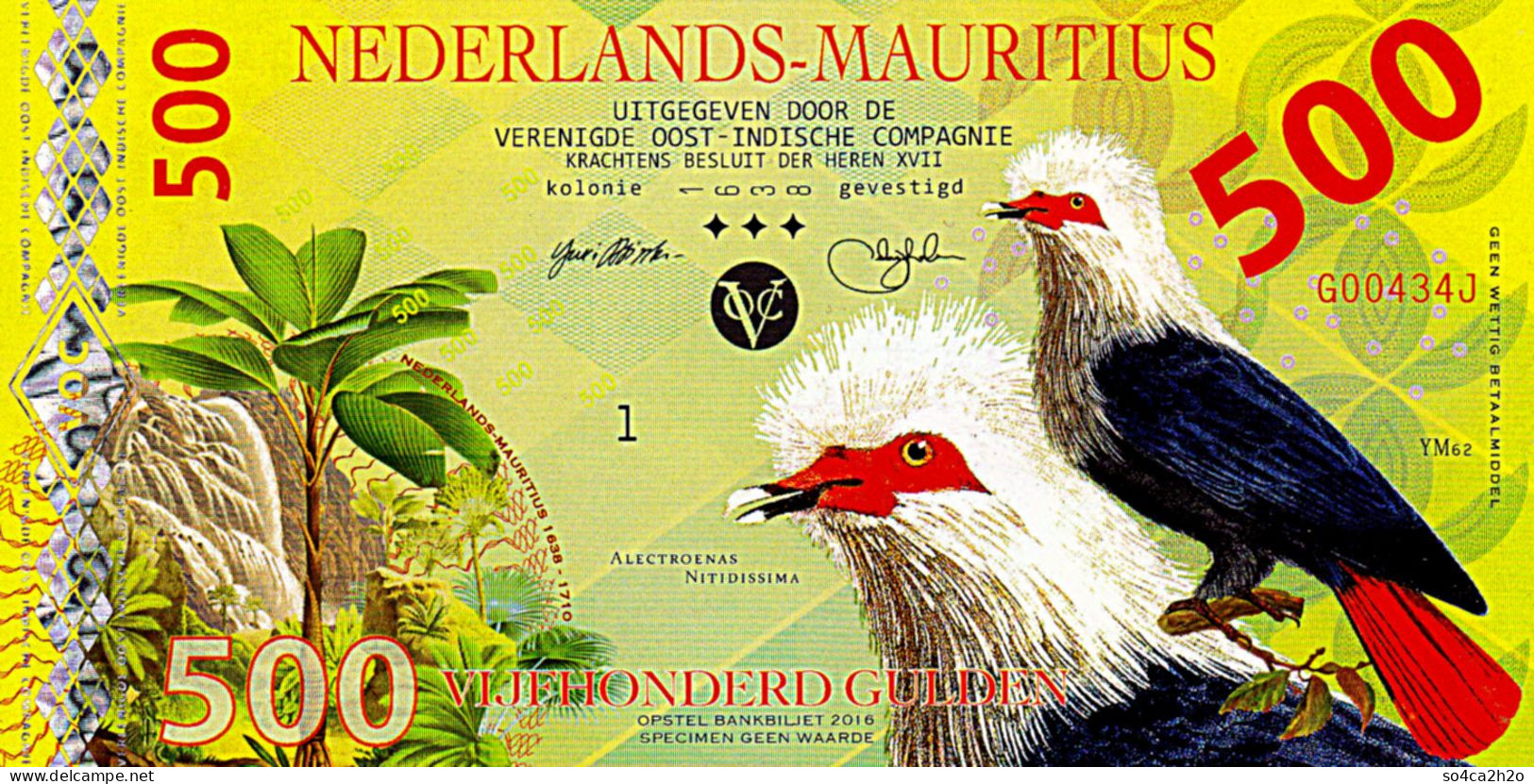 Superbe NEDERLANDS MAURITIUS 500 Gulden 2016  Founingo Hollandais  POLYMER UNC - Fictifs & Spécimens